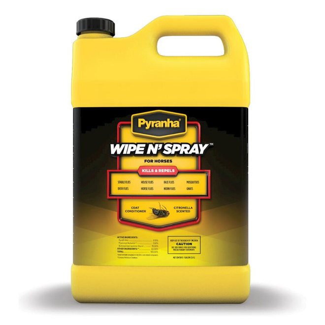 Pyranha Wipe N' Spray Fly Protection Horse Spray, 1-gallon bottle